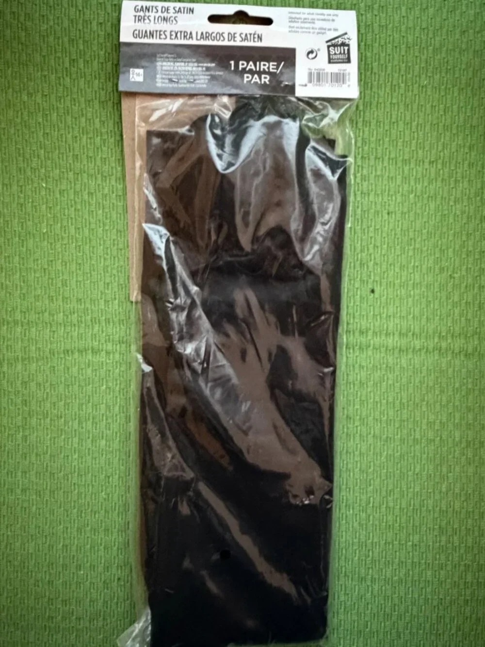 NWT Extra Long Pair Black Satin Gloves - Themed Parties - Novelty Wear